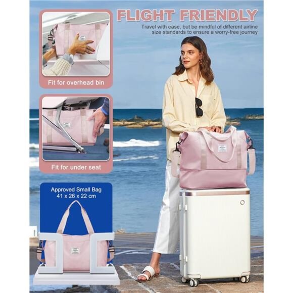 Travel Duffel Bag, Sports Tote Gym Bag, Shoulder Weekender Overnight Bag - Picture 3 of 7